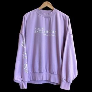 Skinnydip London Call Me Anti Social 73% Cotton Purple Sweatshirt #458